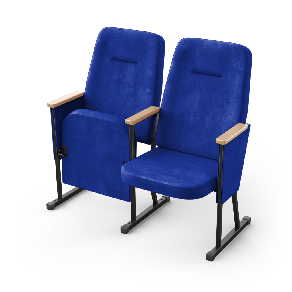 Крісло секційне ПРЕМ'ЄРА АКОРД з дерев'яним підлокітником та фальшпанелями, 2 секції